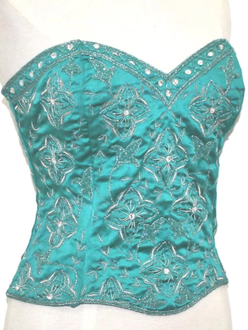 JASDEE Vintage BustierCorset HandWork GottaThread Embroidery OnSatin Style F3136